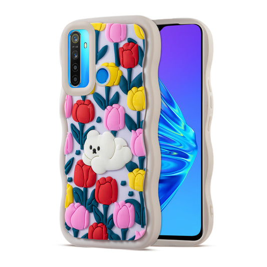 3D Silicone Soft Wave Edges Mobile Back Case For Realme 5