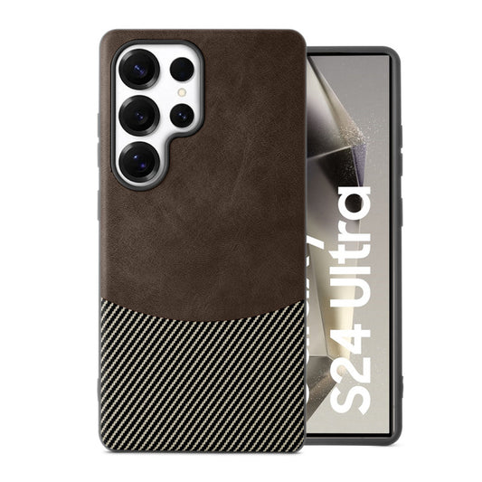 Modern Hybrid PU Leather With Checks Design Back Case For Samsung S24 Ultra 5G with Sophisticated Style