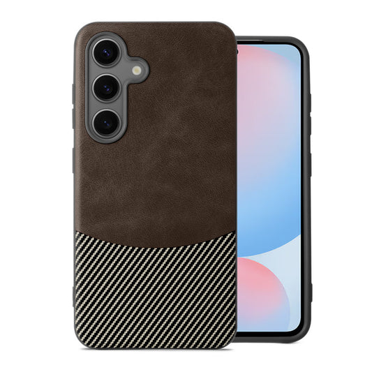 Modern Hybrid PU Leather With Checks Design Back Case For Samsung S24 FE 5G with Sophisticated Style