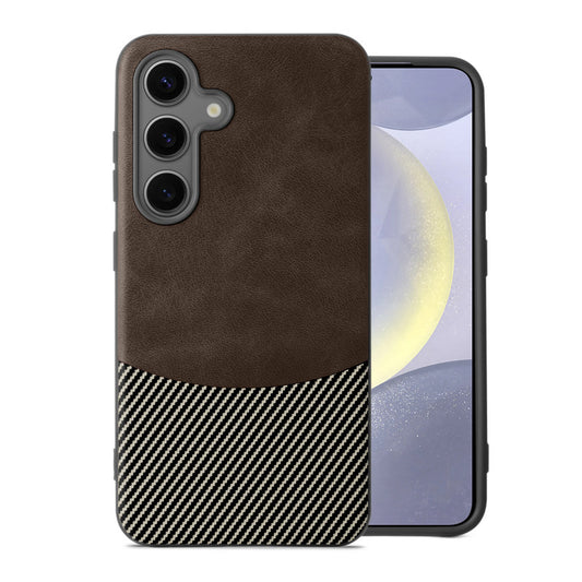 Modern Hybrid PU Leather With Checks Design Back Case For Samsung S24 5G with Sophisticated Style
