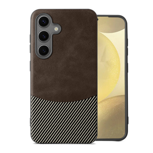 Modern Hybrid PU Leather With Checks Design Back Case For Samsung S25 5G with Sophisticated Style