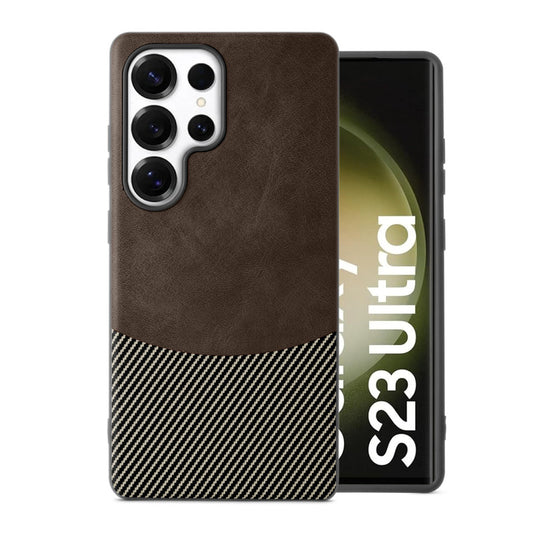 Modern Hybrid PU Leather With Checks Design Back Case For Samsung S23 Ultra 5G with Sophisticated Style