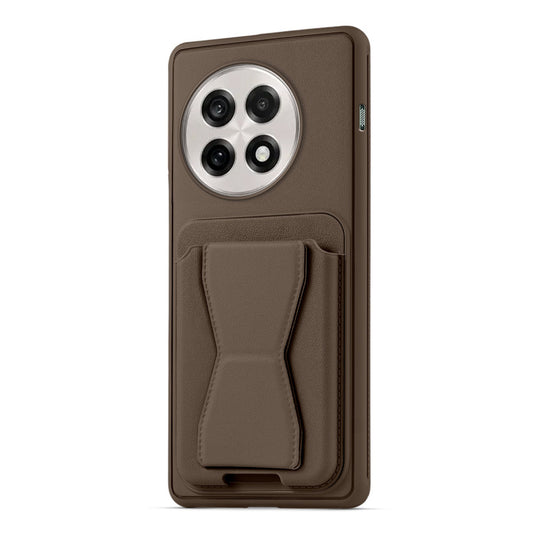 All in One Premium Leather Back Cover for Oneplus 13R 5G with Card Slot & Foldable Grip Holder