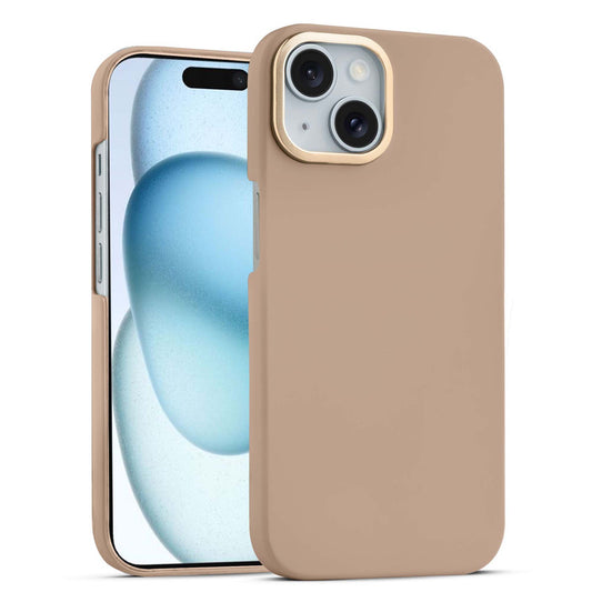 Stone Like Matte Finish Back Case for Apple iPhone 15 , Detachable Camera Ring