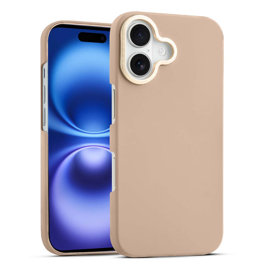 Stone Like Matte Finish Back Case for Apple iPhone 16 , Detachable Camera Ring
