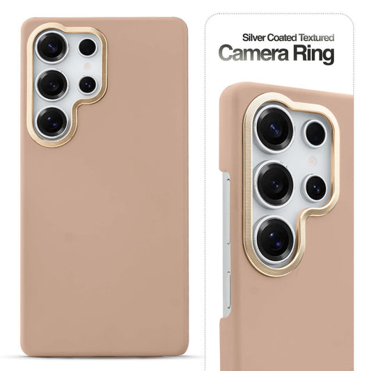 Stone Like Matte Finish Back Case for Samsung S24 Ultra 5G , Detachable Camera Ring