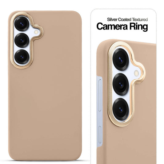 Stone Like Matte Finish Back Case for Samsung S25 5G , Detachable Camera Ring