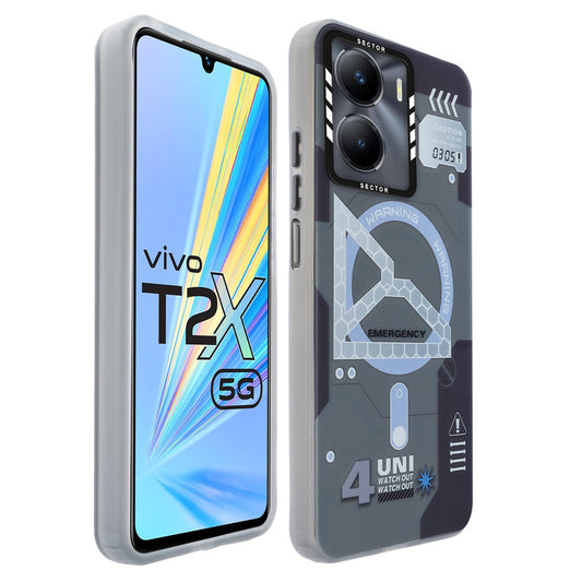Mechanical Circuit Sector Print Hard Back Cover For Vivo T2x 5G