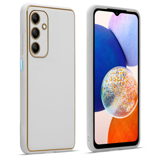Premium Leather Texture Case with Gold Electroplated Border for Samsung A14 5G