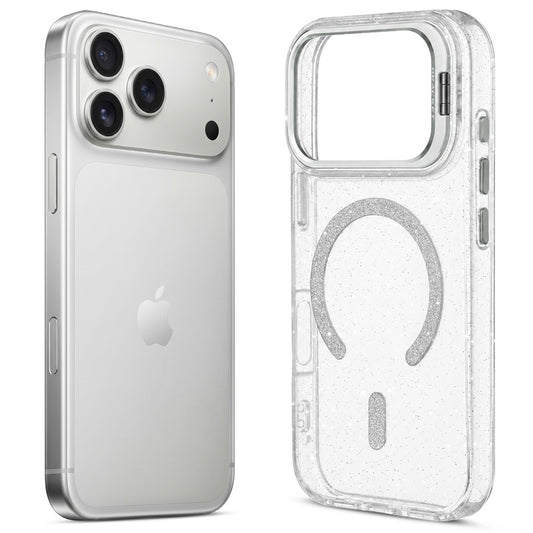 Apple iPhone 18 Pro Max Luxury Glitter Case with Hard Back, Soft TPU Edges, Camera Ring Stand & MagSafe Compatibility