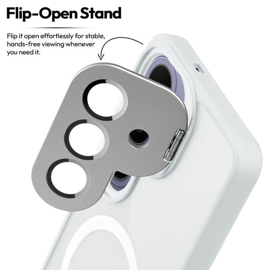 Samsung S26 5G Case with MagSafe Compatibility, Flip-Open Camera Cover Stand, Glossy Glass Back & Metallic Buttons