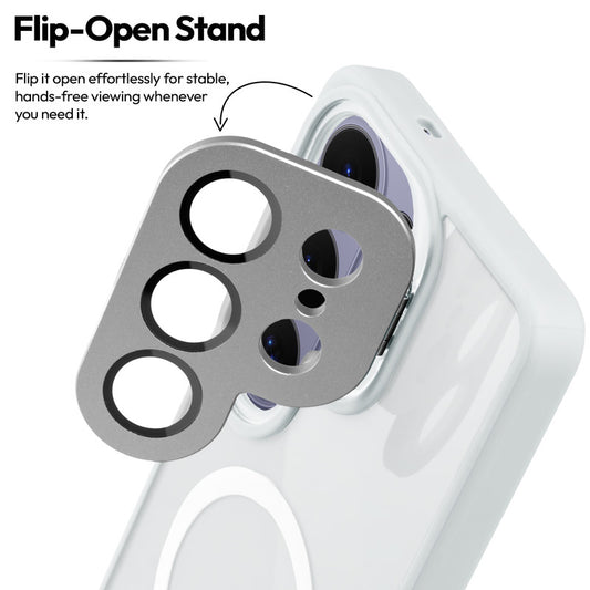 Samsung S26 Ultra 5G Case with MagSafe Compatibility, Flip-Open Camera Cover Stand, Glossy Glass Back & Metallic Buttons