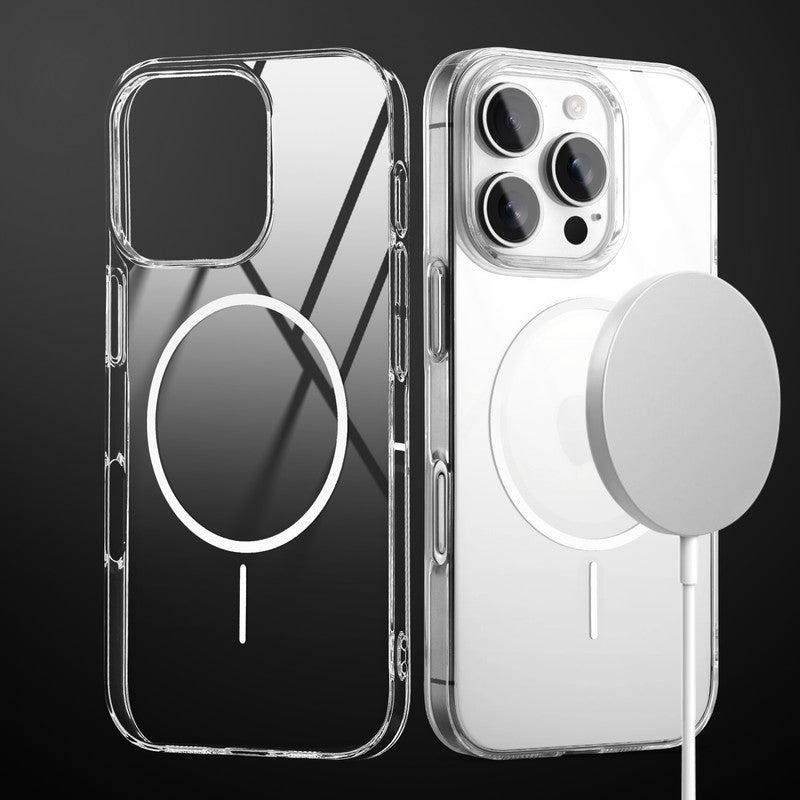 Crystal Clear Transparent Hard Back Anti-Yellowing Case with Wireless Charging Support Compatibility Phone Case For Apple iphone 16 Pro Max