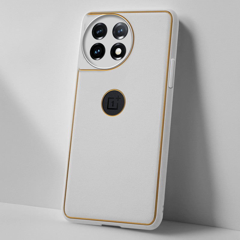 Electroplated Frame Leather Back Cover for OnePlus 11 5G