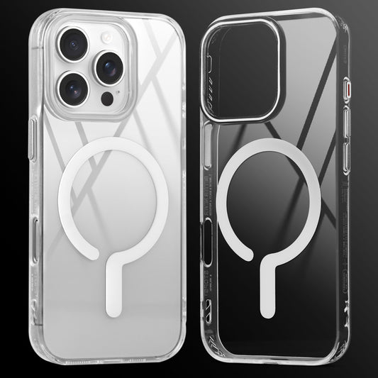 Crystal Clear Airbag Bumper MagSafe Compatible Back Case For Apple iPhone 16 Pro with Metal Finish Buttons