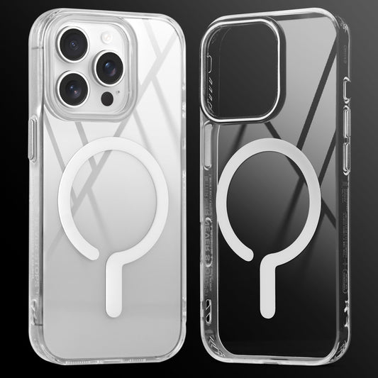 Crystal Clear Airbag Bumper MagSafe Compatible Back Case For Apple iPhone 14 Pro with Metal Finish Buttons