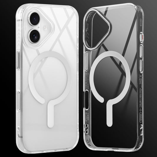 Crystal Clear Airbag Bumper MagSafe Compatible Back Case For Apple iPhone 16 with Metal Finish Buttons