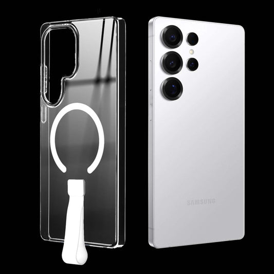 Exquisite MagSafe Transparent Case for Samsung S25 Ultra 5G with Strap , Hard Back Cover with Long Lasting Anti Yellowing Protection