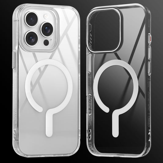 Crystal Clear Airbag Bumper MagSafe Compatible Back Case For Apple iPhone 15 Pro Max with Metal Finish Buttons