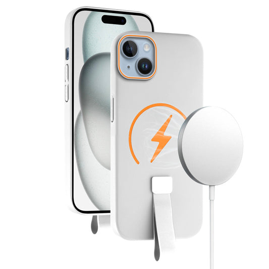 Compact and Stylish Silicon Finish Hard Cover For Apple iPhone 15 with Integrated Grip Strap & MagSafe Charging Support