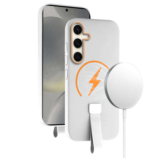 Compact and Stylish Silicon Finish Hard Cover For Samsung S24 5G with Integrated Grip Strap & MagSafe Charging Support