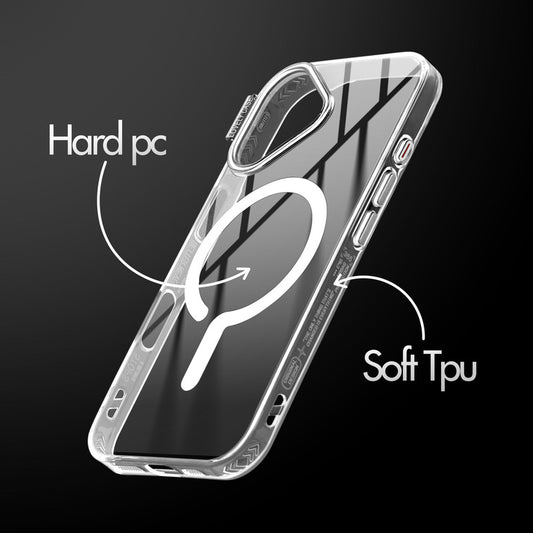 360° Air-Cushioned Protection Back Case For Apple iPhone 16 Jelly Transparent MagSafe Compatible with Metal Finish Buttons
