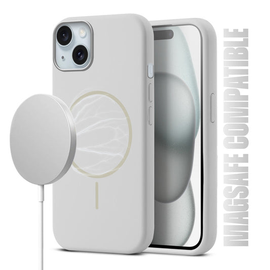 Liquid Silicon With Microfiber Lining Back Case For Apple iPhone 15 (MagSafe Compatible)