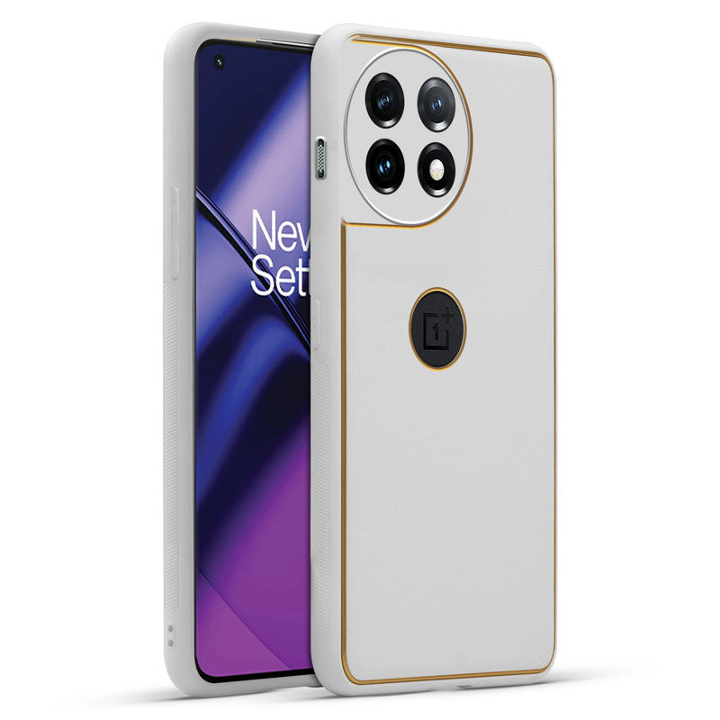 Electroplated Frame Leather Back Cover for OnePlus 11 5G