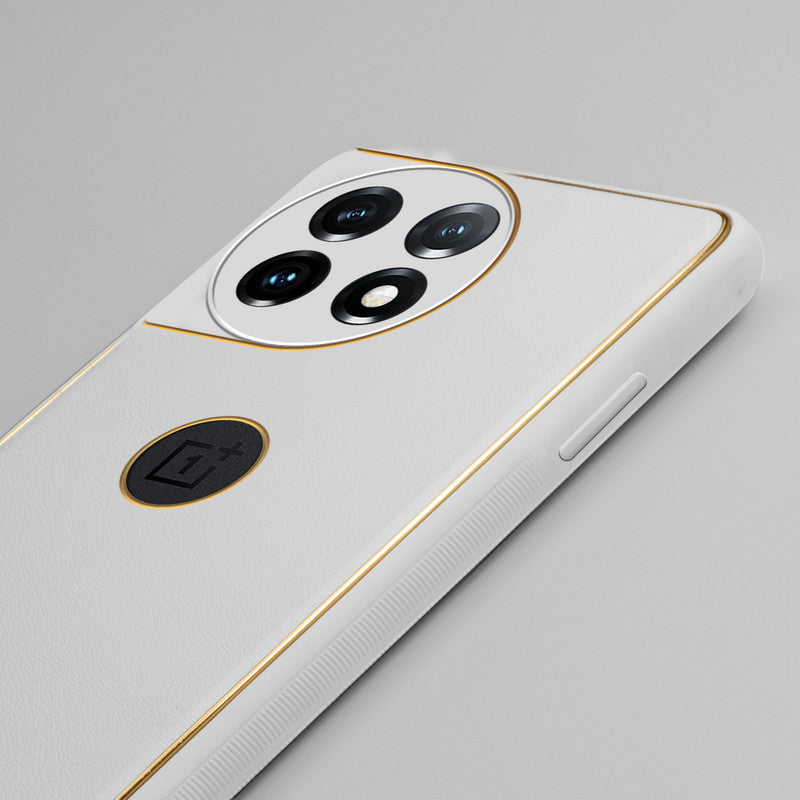 Electroplated Frame Leather Back Cover for OnePlus 11 5G