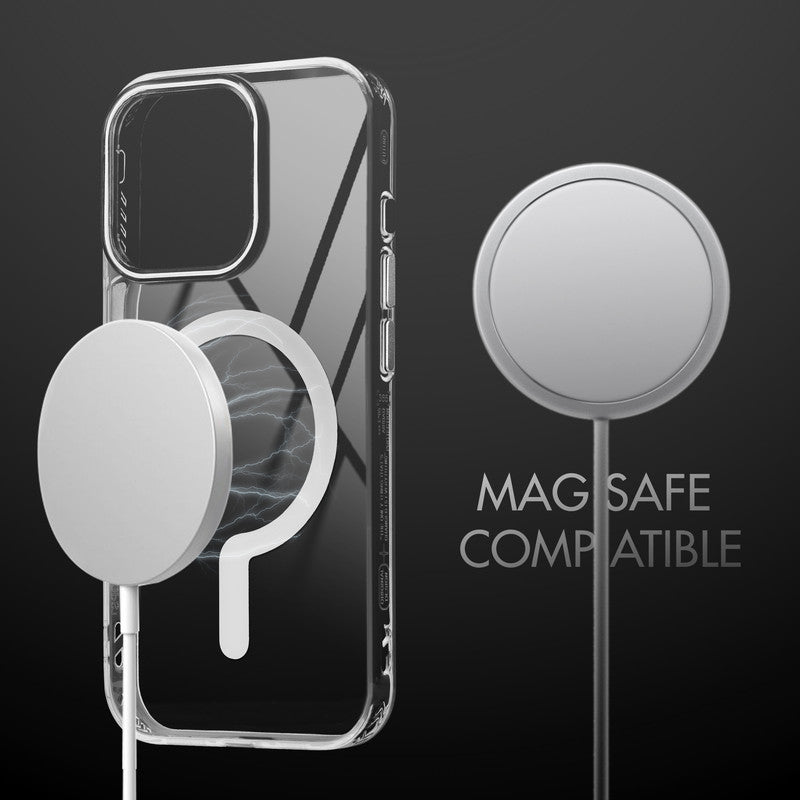 Crystal Clear Airbag Bumper Wireless Charging Support Compatible Back Case For Apple iPhone 13 Pro Max with Metal Finish Buttons
