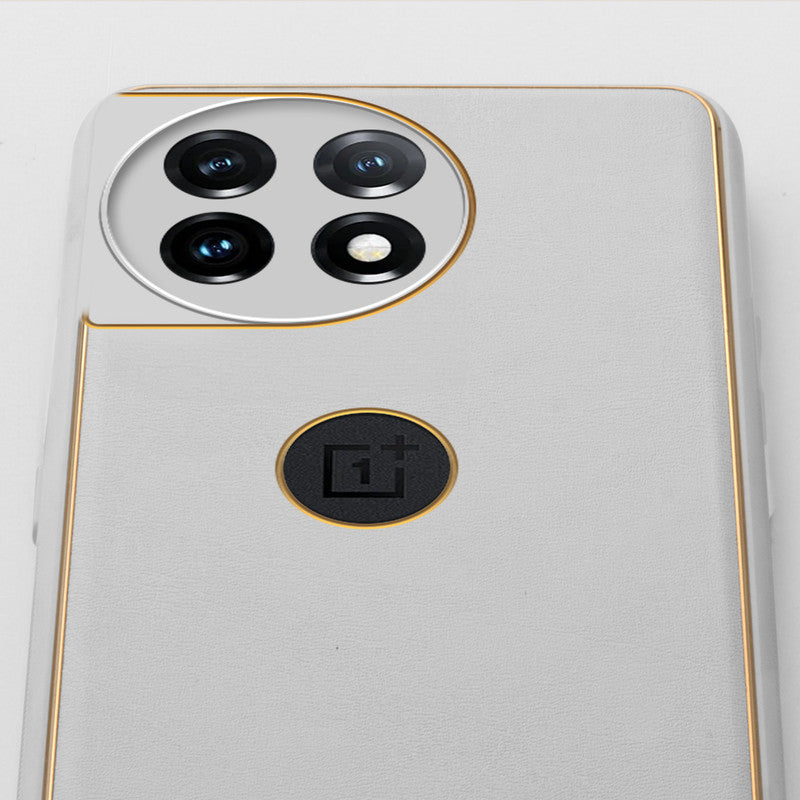 Electroplated Frame Leather Back Cover for OnePlus 11 5G