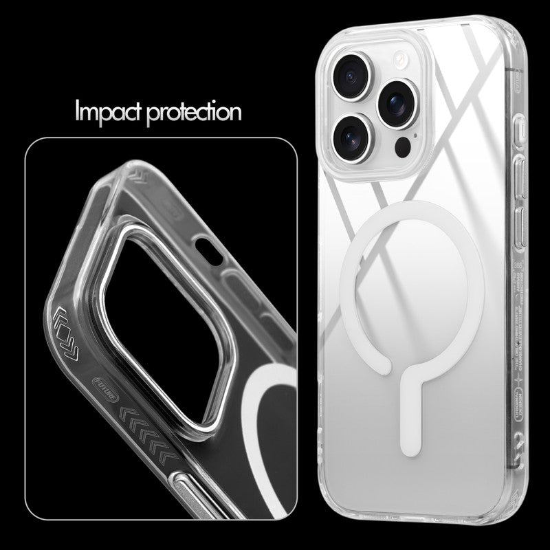 Crystal Clear Airbag Bumper Wireless Charging Support Compatible Back Case For Apple iPhone 13 Pro Max with Metal Finish Buttons