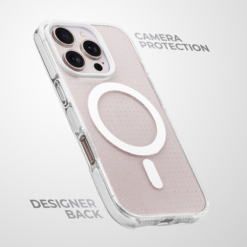 Stunning Dual Shade Starry Wireless Charging Support Hard Back Case for Apple iPhone 16 Pro with Colourful Raised Camera Edges