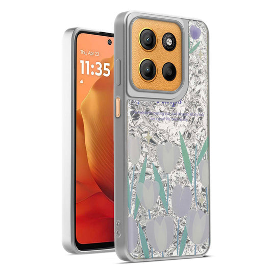 Shiny Foil Design Printed Back Case for Motorola Moto G15 With Soft Edges with Glossy Semi-Hard Back