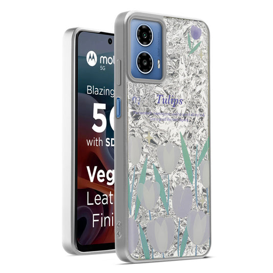 Shiny Foil Design Printed Back Case for Motorola Moto G34 5G With Soft Edges with Glossy Semi-Hard Back