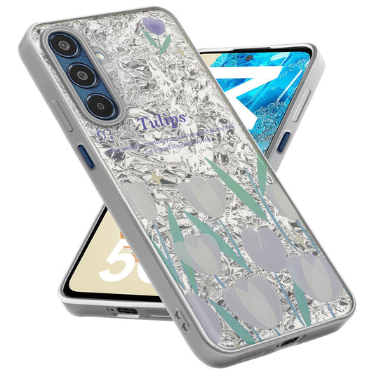 Shiny Foil Design Printed Back Case for Samsung M35 5G With Soft Edges with Glossy Semi-Hard Back