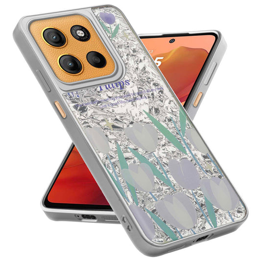 Shiny Foil Design Printed Back Case for Motorola Moto G15 With Soft Edges with Glossy Semi-Hard Back