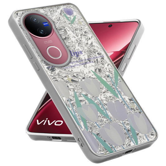 Shiny Foil Design Printed Back Case for Vivo V50 5G With Soft Edges with Glossy Semi-Hard Back