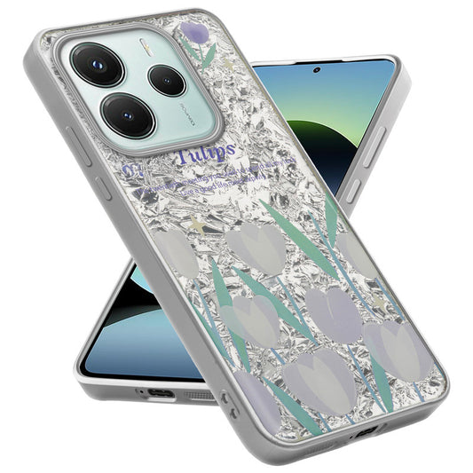 Shiny Foil Design Printed Back Case for Redmi Note 14 5G With Soft Edges with Glossy Semi-Hard Back
