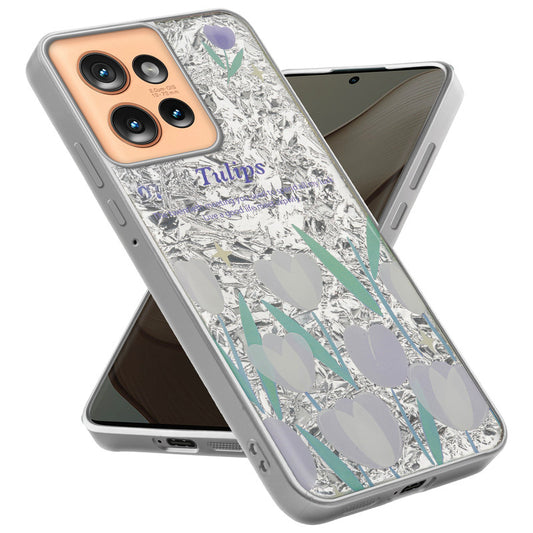 Shiny Foil Design Printed Back Case for Motorola Moto Edge 50 5G With Soft Edges with Glossy Semi-Hard Back