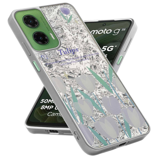 Shiny Foil Design Printed Back Case for Motorola G35 5G With Soft Edges with Glossy Semi-Hard Back