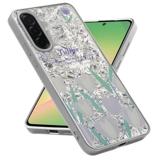 Shiny Foil Design Printed Back Case for Samsung A56 5G With Soft Edges with Glossy Semi-Hard Back