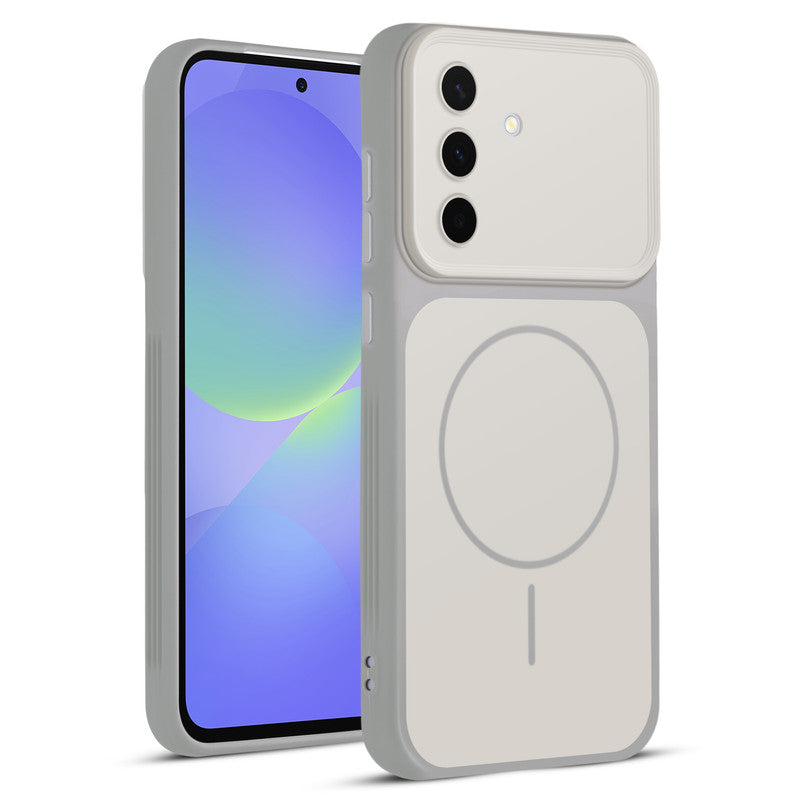 Full protective dual tone White silicone case for Samsung A56 5G showing front and back design coverage