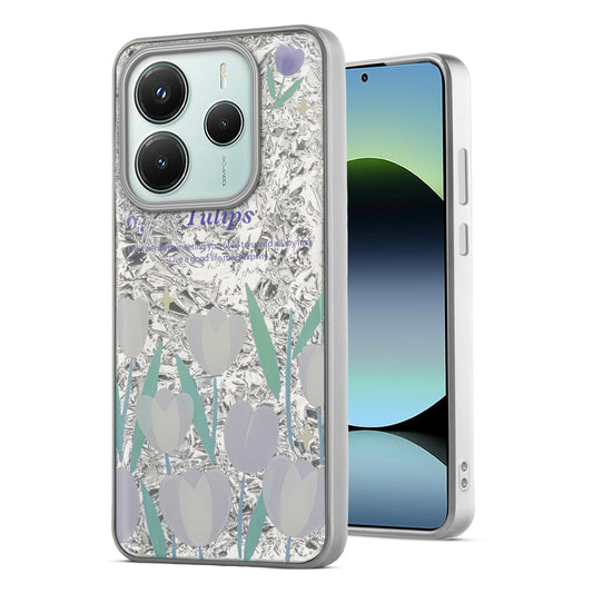 Shiny Foil Design Printed Back Case for Redmi Note 14 SE 5G With Soft Edges with Glossy Semi-Hard Back