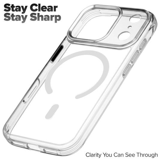 Premium Magnetic Transparent Case for Apple iPhone 17 Pro Max with Soft TPU Edges, Camera Bumper & Metal Finish Buttons