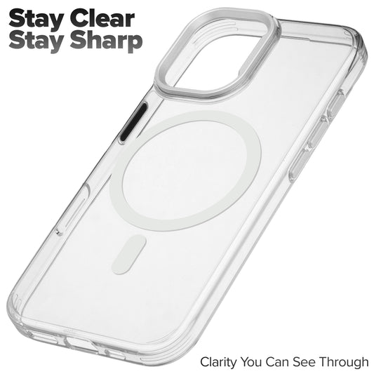Premium Magnetic Transparent Case for Apple iPhone 17 with Soft TPU Edges, Camera Bumper & Metal Finish Buttons