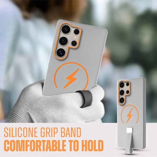 Compact and Stylish Silicon Finish Hard Cover For Samsung S24 Ultra 5G with Integrated Grip Strap & MagSafe Charging Support