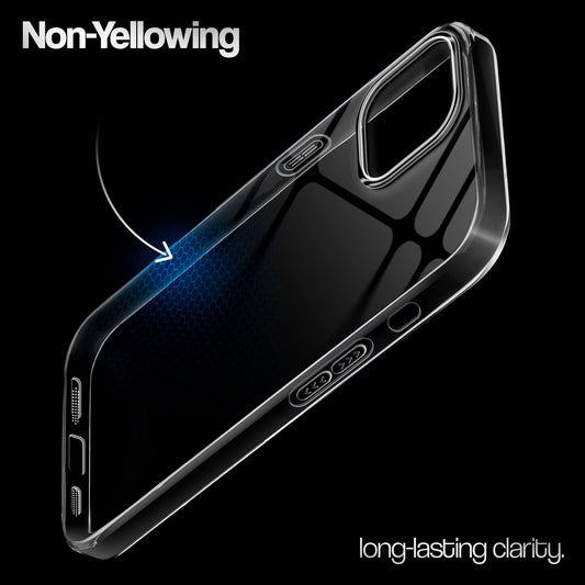 Crystal Clear Anti-Yellow Transparent Back Cover Case With Camera Ring Protection for Apple iPhone 12 Pro Max