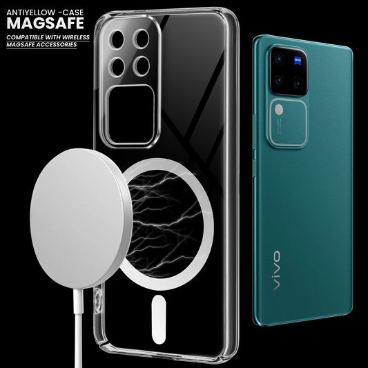 Colored Transparent Anti-Yellowing Magsafe Cuts Case For Vivo V30 Pro 5G