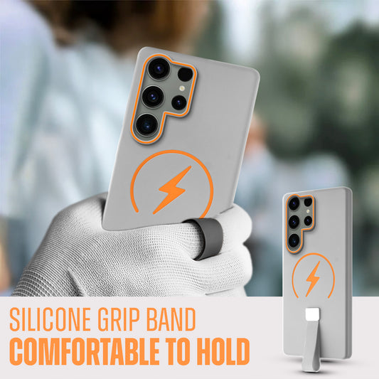 Compact and Stylish Silicon Finish Hard Cover For Samsung S23 Ultra 5G with Integrated Grip Strap & MagSafe Charging Support
